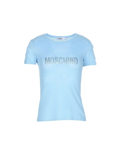 Shop Moschino T-shirts In Sky Blue