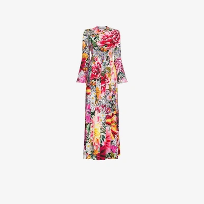 Shop Mary Katrantzou Desmine Paint By Numbers Print Long Dress In Pink&purple