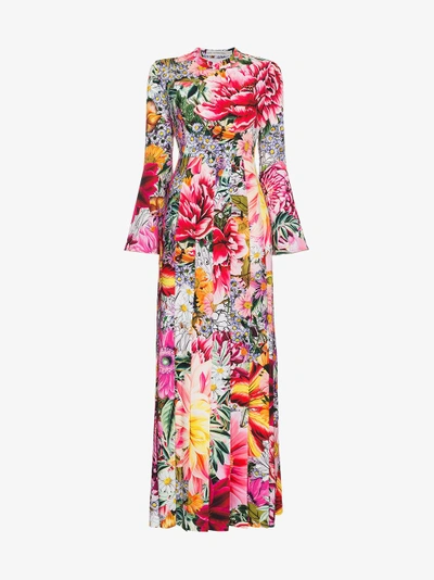 Shop Mary Katrantzou Desmine Paint By Numbers Print Long Dress In Pink&purple