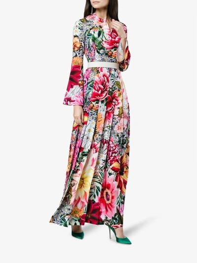 Shop Mary Katrantzou Desmine Paint By Numbers Print Long Dress In Pink&purple