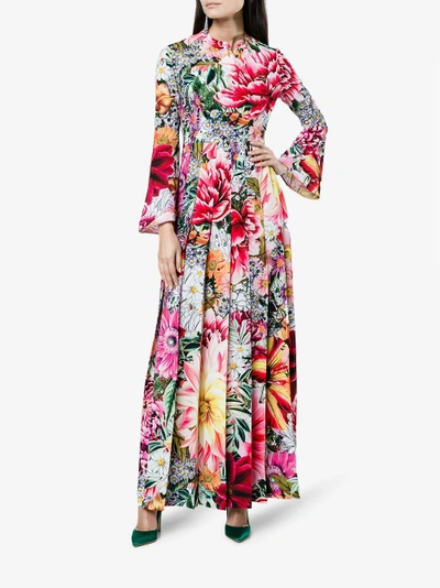 Shop Mary Katrantzou Desmine Paint By Numbers Print Long Dress In Pink&purple