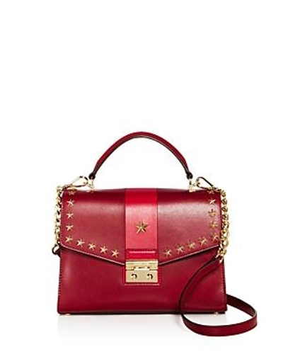 Shop Michael Michael Kors Sloan Studded Top Handle Medium Leather Satchel - 100% Exclusive In Cranberry Red/gold