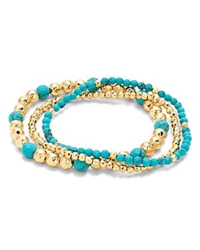 Shop Gorjana Gypset Beaded Stretch Bracelets In Turquoise/gold