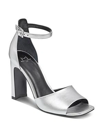Shop Marc Fisher Ltd Women's Harlin Leather High-heel Ankle Strap Sandals In Silver