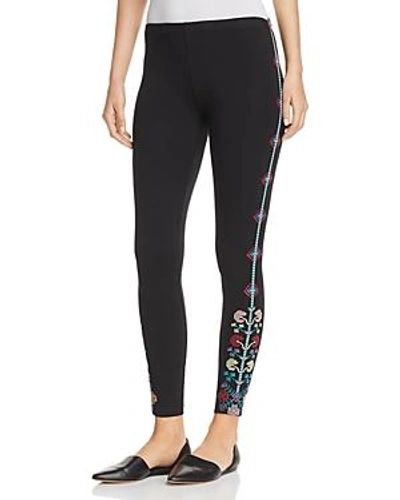 Shop Johnny Was Clover Embroidered Leggings In Black