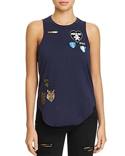 Shop Chaser Distressed Patch-embellished Muscle Tank In Avalon Blue