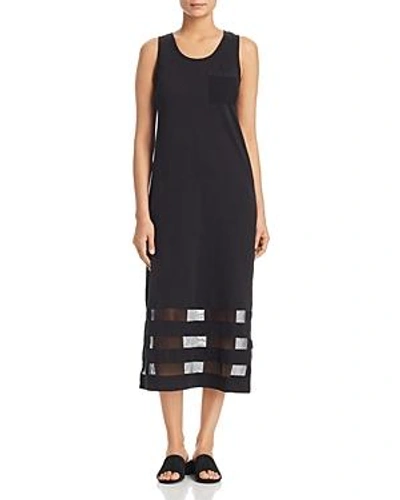 Shop Lisa Todd Mesh-stripe Midi Dress In Black