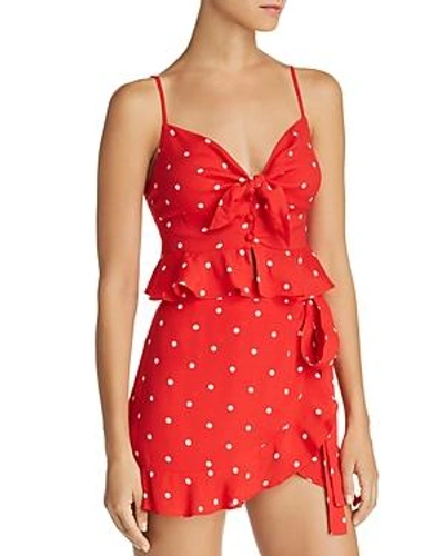 Shop For Love & Lemons Natalia Polka-dot Crop Top In Red Dot