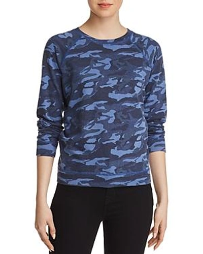 Shop Monrow Camo Sweatshirt In Cobalt