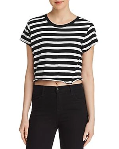 Shop Pam & Gela Striped Cropped Tee In Black/white