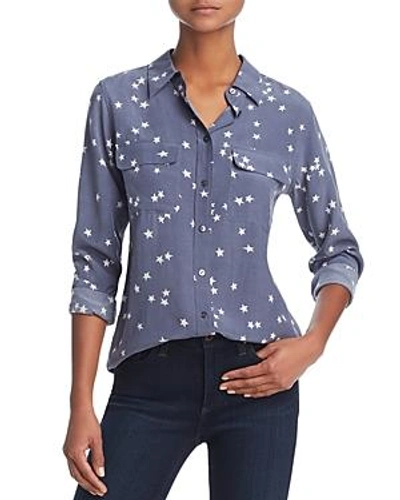 Equipment Slim Signature Printed Washed-silk Shirt In Bluestone