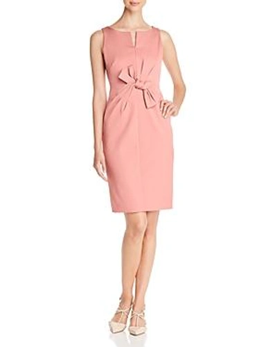 Shop Paule Ka Bow-detail Stretch Sheath Dress In Bois De Rose