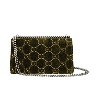 Shop Gucci Khaki Multicolor Velvet Dionysus Small Bag