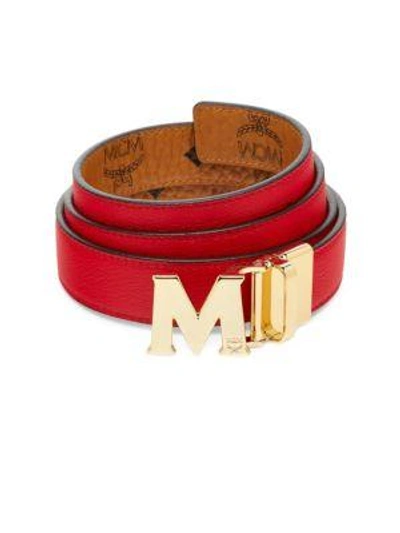 Shop Mcm Reversible Logo Belt In Cognac
