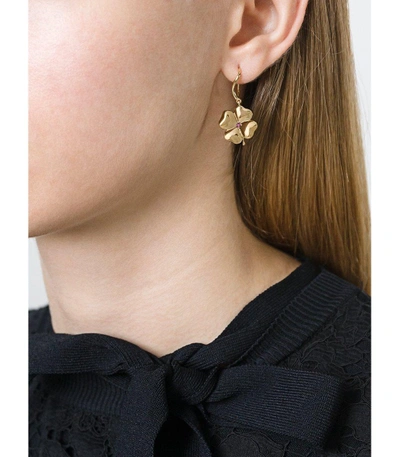 Shop Aurelie Bidermann Clover Sapphire Earrings In Gold