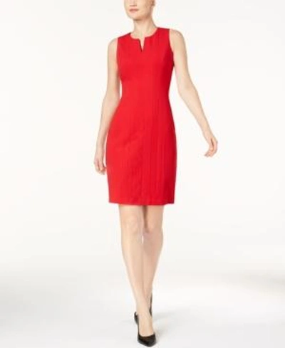 Shop Calvin Klein Split-neck Sheath Dress In Capri