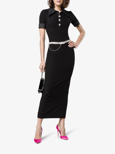 Shop Alessandra Rich Button Down Polo Shirt Dress In Black