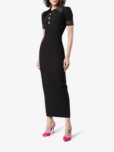Shop Alessandra Rich Button Down Polo Shirt Dress In Black