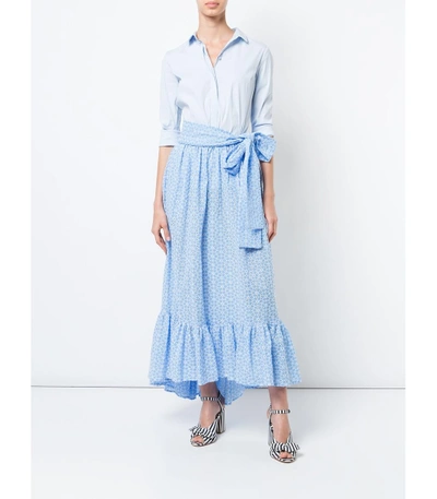 Shop Lisa Marie Fernandez Blue/white Nicole Cotton-voile Maxi Skirt