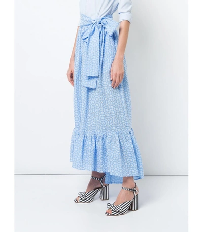 Shop Lisa Marie Fernandez Blue/white Nicole Cotton-voile Maxi Skirt