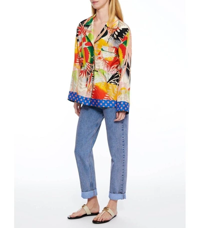 Shop Gucci Multicolor Tropical Bird Silk Pajama Shirt