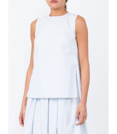 Shop Adam Lippes White Striped Cotton Shell Top