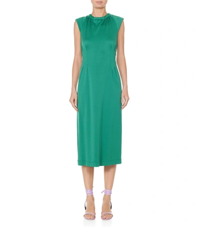 Shop Tibi Green Astor Knit Sleeveless Corset Dress