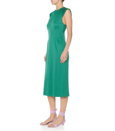 Shop Tibi Green Astor Knit Sleeveless Corset Dress