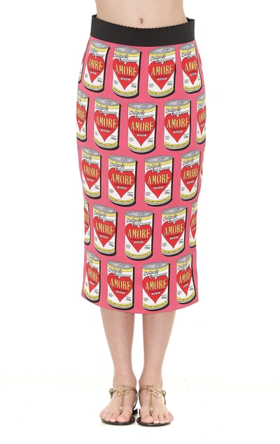 Shop Dolce & Gabbana Amore Print Pencil Skirt In Multicolor