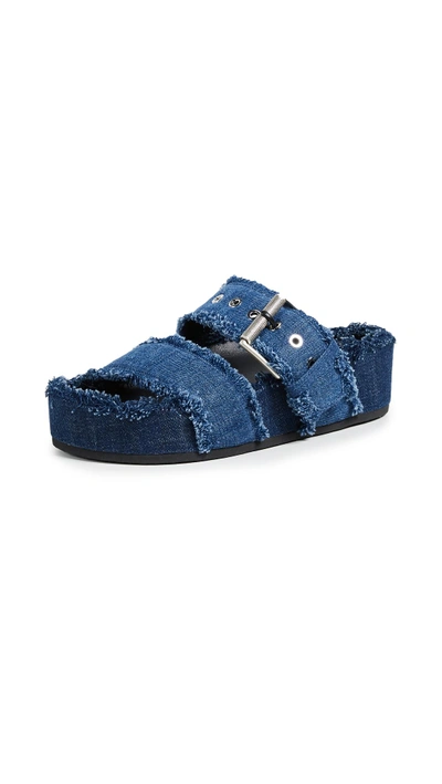 Shop Rag & Bone Evin Buckle Slides In Denim