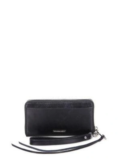 Shop Rebecca Minkoff Vanity Leather Phone Wallet In Black