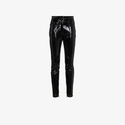 Shop Balmain High Waisted Pvc Trousers In Black