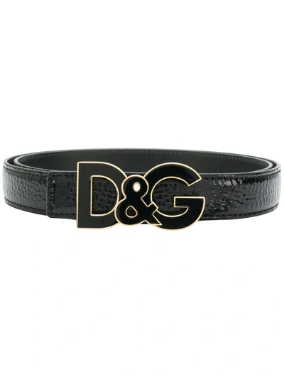 Shop Dolce & Gabbana Logo Plaque Belt - Black