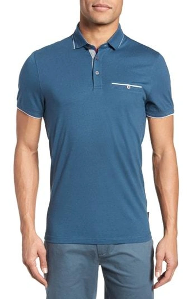 Shop Ted Baker Derry Modern Slim Fit Polo In Teal