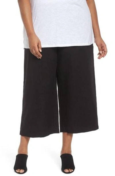 Shop Eileen Fisher Wide Leg Crop Pants In Black