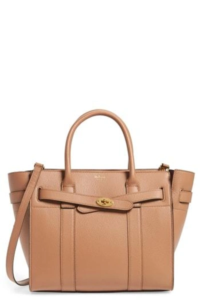 Shop Mulberry Small Zip Bayswater Classic Leather Tote - Pink In Blush