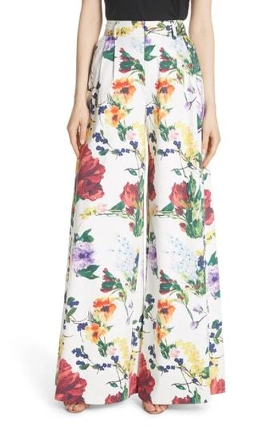 Shop Alice And Olivia Dustin Floral Flared Pants In Wildflower