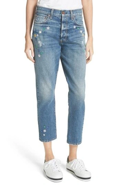 Shop Ao.la Ao. La Amazing Embroidered Slim Girlfriend Jeans In Guilty As Charged