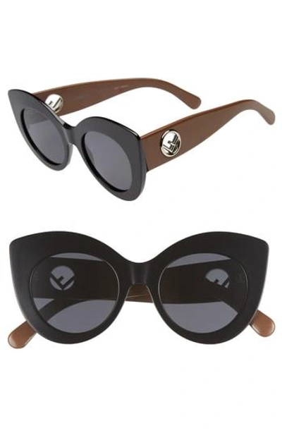 Shop Fendi 50mm Oversized Cat Eye Sunglasses - Black/ Brown