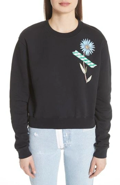 Shop Off-white Flower Tape Crop Sweatshirt In Black Multicolor