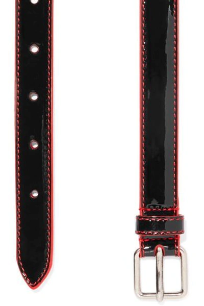 Shop Alexander Mcqueen Patent-leather Belt In Black