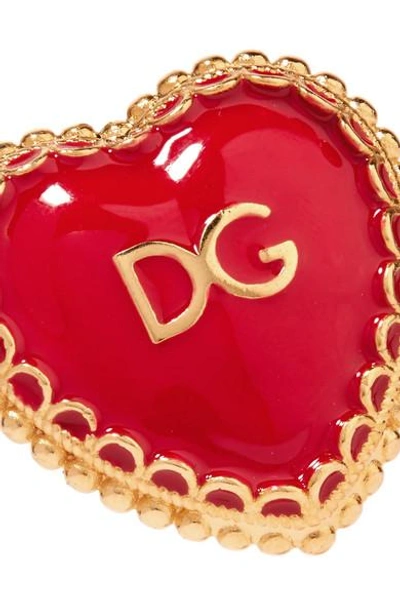 Shop Dolce & Gabbana Gold-tone And Enamel Clip Earrings