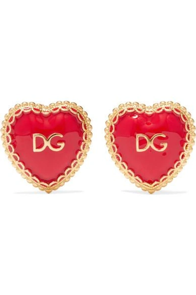 Shop Dolce & Gabbana Gold-tone And Enamel Clip Earrings