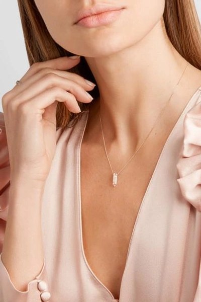 Shop Pascale Monvoisin Moon N°1 9-karat Rose Gold, Crystal And Diamond Necklace