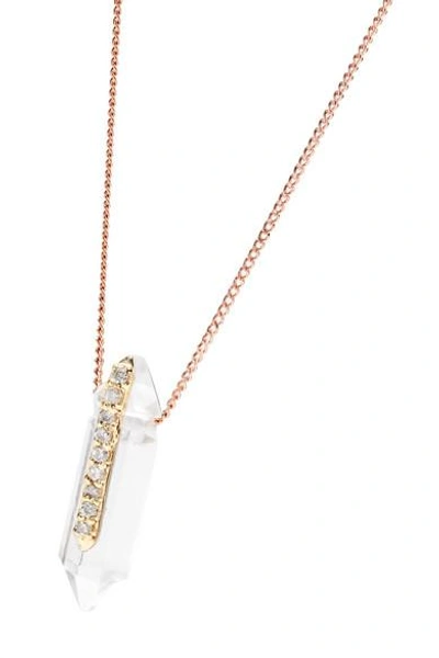 Shop Pascale Monvoisin Moon N°1 9-karat Rose Gold, Crystal And Diamond Necklace