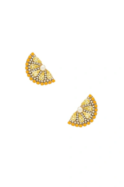 Shop Anton Heunis Lemon Slice Earrings In Yellow & Gold