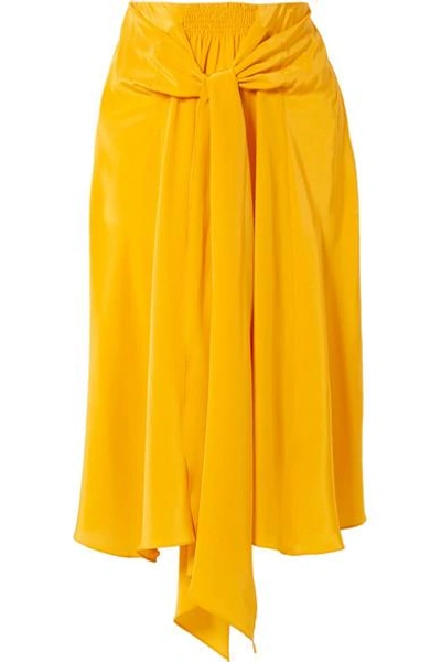 Shop Tome Knotted Silk Crepe De Chine Midi Skirt In X Large
