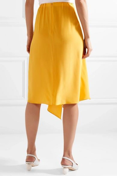 Shop Tome Knotted Silk Crepe De Chine Midi Skirt In X Large