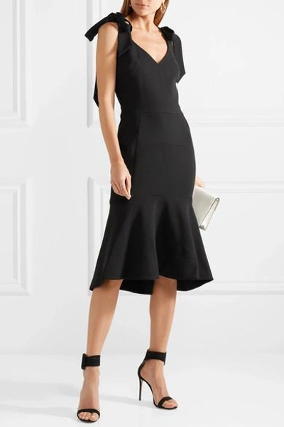 Shop Rebecca Vallance Domingo Crepe Midi Dress In Black