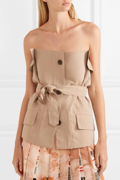 Shop Maison Margiela Cotton Bustier Top In Beige